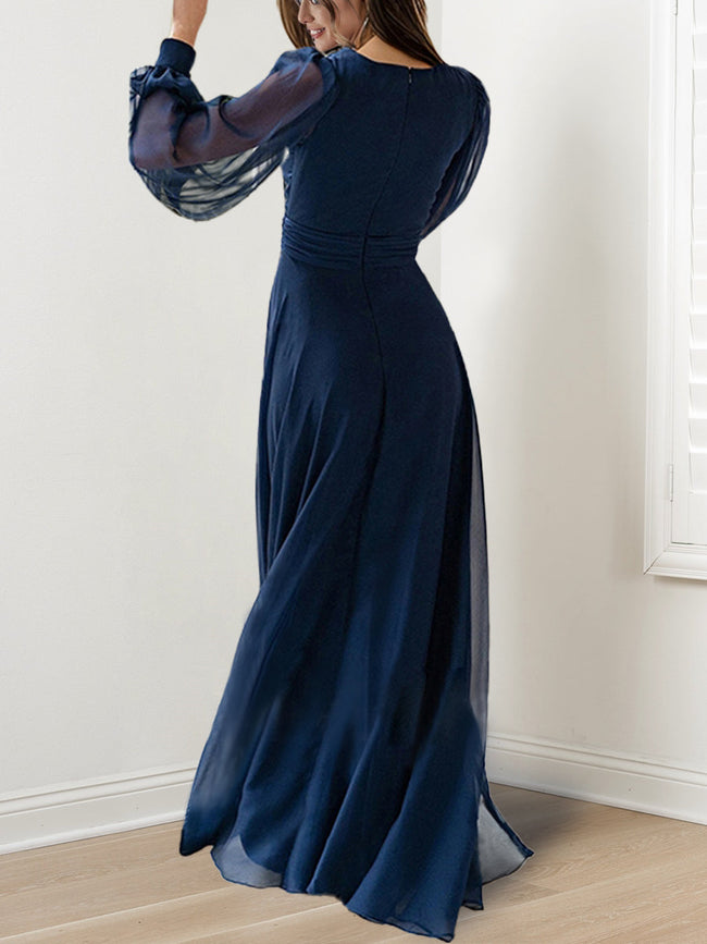 A-Line/Princess V-Neck Long Sleeves Floor-Length Mother of the Bride Dresses Main Image