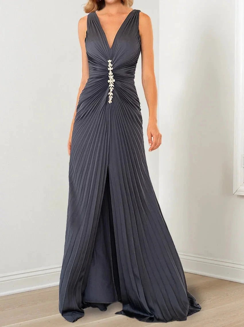A-Line/Princess V-Neck Floor Length Mother of the Bride Dresses by Dreamylily