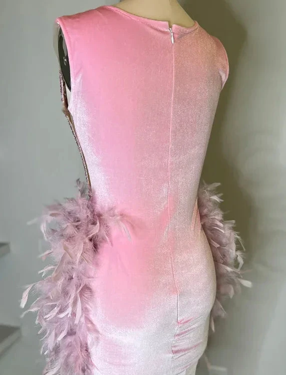 Luxury Pink Feather Homecoming Dress Birthday Dress Wedding Party Dress Y2639 by simplepromdress