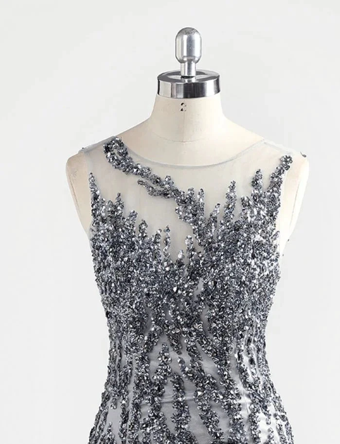 Incredible Luxury Gray O Neck Sexy Mermaid Formal Evening Dress Y6670 by simplepromdress