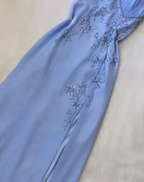 Blue Halter A Line Long Prom Dress Chic Beeaded Formal Party Dress Evening Gown Y7562 by simplepromdress