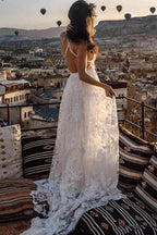 Charming Ivory Boho Lace Bohemian Long Beach Wedding Dresses Bridal Dress MW263 by Musebridals