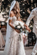 Sweetheart Neck Lace Beach Ivory Rustic Boho Wedding Dresses MW267 by Musebridals