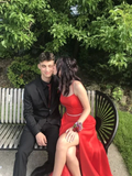 Simple Red A-line Prom Dress Lace-up Back Evening Dress Y6547 by simplepromdress