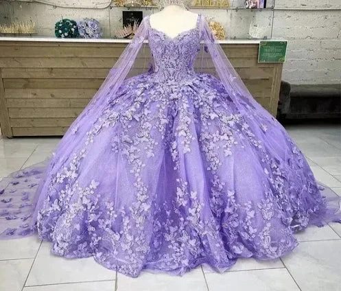 Luxurious Lavender Ball Gown With Butterflies,Sweet 16 Dress Y6755 by simplepromdress