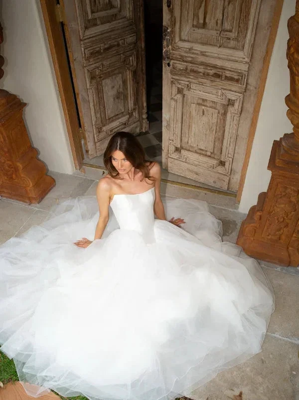 Romantic White A Line Tulle Prom Dress,Formal Wedding Dress Y8084 by simplepromdress