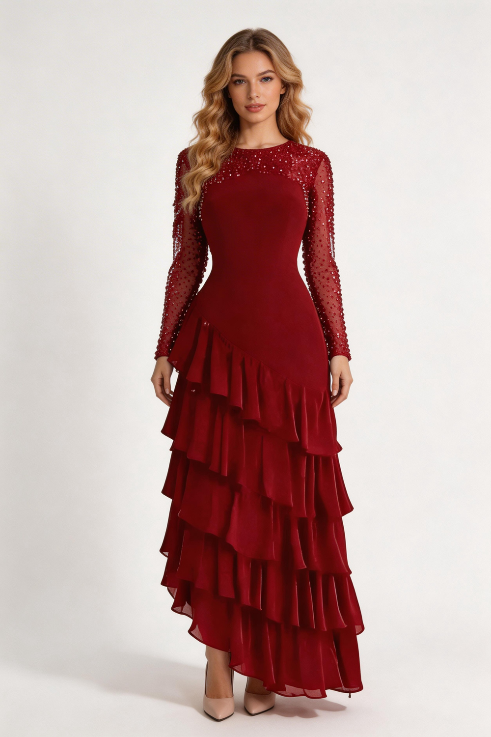 Elegant Sequins Chiffon Multi-Layered Prom Dress Formal Party Evening Dress Y7736 by simplepromdress