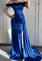 Blue Off The Shoulder Mermaid Evening Dress Formal Prom Dress Y7842 by simplepromdress