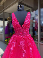 V Neck Lace Prom Dresses,V Neck Long Lace Formal Evening Dresses Y1560 by simplepromdress