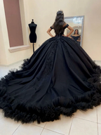Ball Gown Black Quinceanera Dress Off the Shoulder Wedding Dress Gothic,Y2414 by simplepromdress