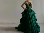 Sparkly Evening Dress Green Corset A-line Evening Gown Y6339 by simplepromdress