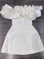 White Ruffled Neckline Homecoming Dress White Party Dress Y2358 by simplepromdress