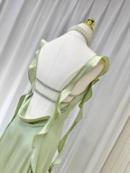 Elegant Summer Ruffle Ribbon Slip Backless Sexy Dress For Women Chic Ruched Slim Evening Dress Y7390 by simplepromdress