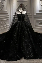 Sequin Shiny Strapless Black Ball Gown Princess Prom Dresses Y56 by simplepromdress