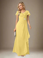 Stormy A-Line V-Neck Ruched Chiffon Dress by Dreamylily