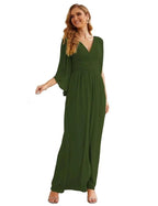 Numbersea Chiffon Bridesmaid Dresses with Split for Women Wedding Long Party Prom Gown Flutter Sleeve SEA28045 by numbersea