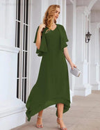 Sunnderly Chiffon Plus Size Mother of Bride Dresses with Jacket Formal Dresses for Wedding SY28073 by numbersea