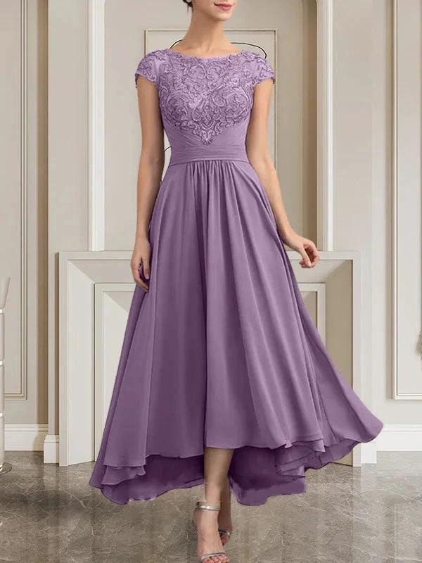 A-line Scoop Floor-Length Lace Chiffon Mother of the Bride Dress With Sequins by Dreamylily