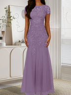 Dark Navy Mermaid Scoop Sequins Tulle Dress by Dreamylily