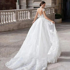 Mermaid 2 In 1 Wedding Dress Tulle Scoop Cap Sleeves Backless Lace Appliques Bridal Gowns With Detachable Train свадебное платье by payinti