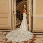 Mermaid Wedding Dresses 2023 Women's Sexy V-neck Lace Applique Spaghetti Shoulder Strap Vestido De Novia Bridal Gowns Backless by payinti