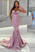 Mermaid Wisteria Ruffles Spaghetti Straps Floor-Length Sweetheart Stain Sleeveless Prom Dresses with Beadings by misshow.com