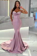 Mermaid Wisteria Ruffles Spaghetti Straps Floor-Length Sweetheart Stain Sleeveless Prom Dresses with Beadings by misshow.com