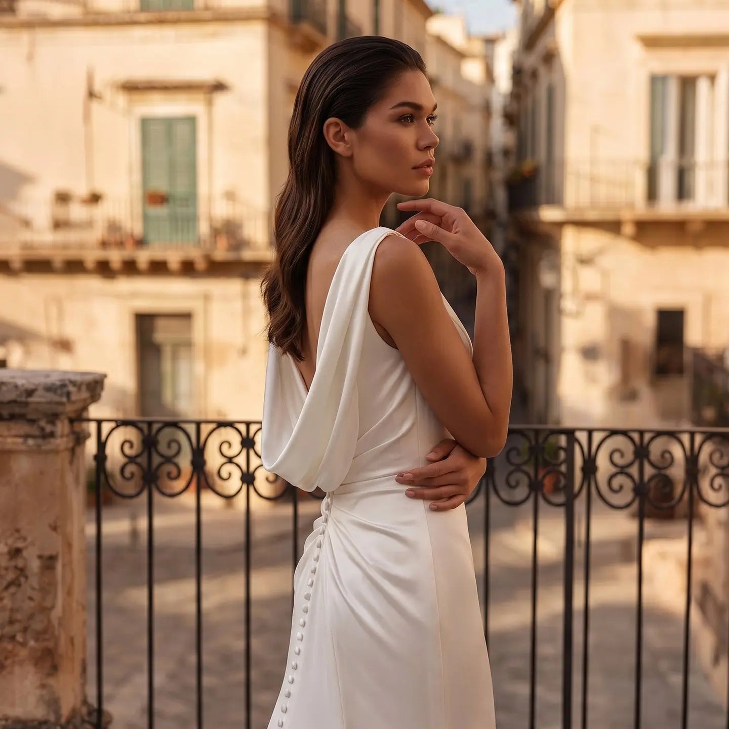 Romantic White Sleeveless Satin Wedding Dress with Low Back SW719