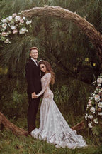 Mermaid Backless Long sleeves Lace Bohemian Wedding Dresses WD733 by pgmdress