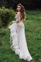 Mermaid Backless Long sleeves Lace Bohemian Wedding Dresses WD733 by pgmdress