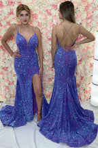 Mermaid Lace-Up Back Sequins Prom Dress With Slit SYP142 by vivymakudress