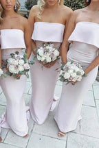 Mermaid Floor-Length Strapless Pink Bridesmaid Dress BD134 by pgmdress