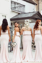 Mermaid Floor-Length Strapless Pink Bridesmaid Dress BD134 by pgmdress