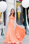 Mermaid Halter Orange Long Prom Dress SYP153 by vivymakudress
