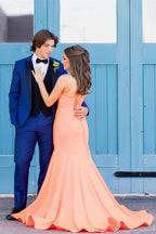 Mermaid Halter Orange Long Prom Dress SYP153 by vivymakudress