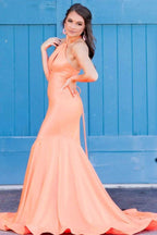 Mermaid Halter Orange Long Prom Dress SYP153 by vivymakudress