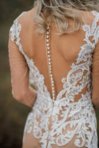 Mermaid Long Sleeves Bohemian Wedding Dresses With Appliques WD696 by pgmdress