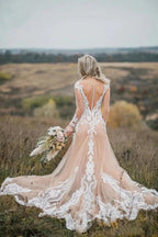 Mermaid Long Sleeves Bohemian Wedding Dresses With Appliques WD696 by pgmdress