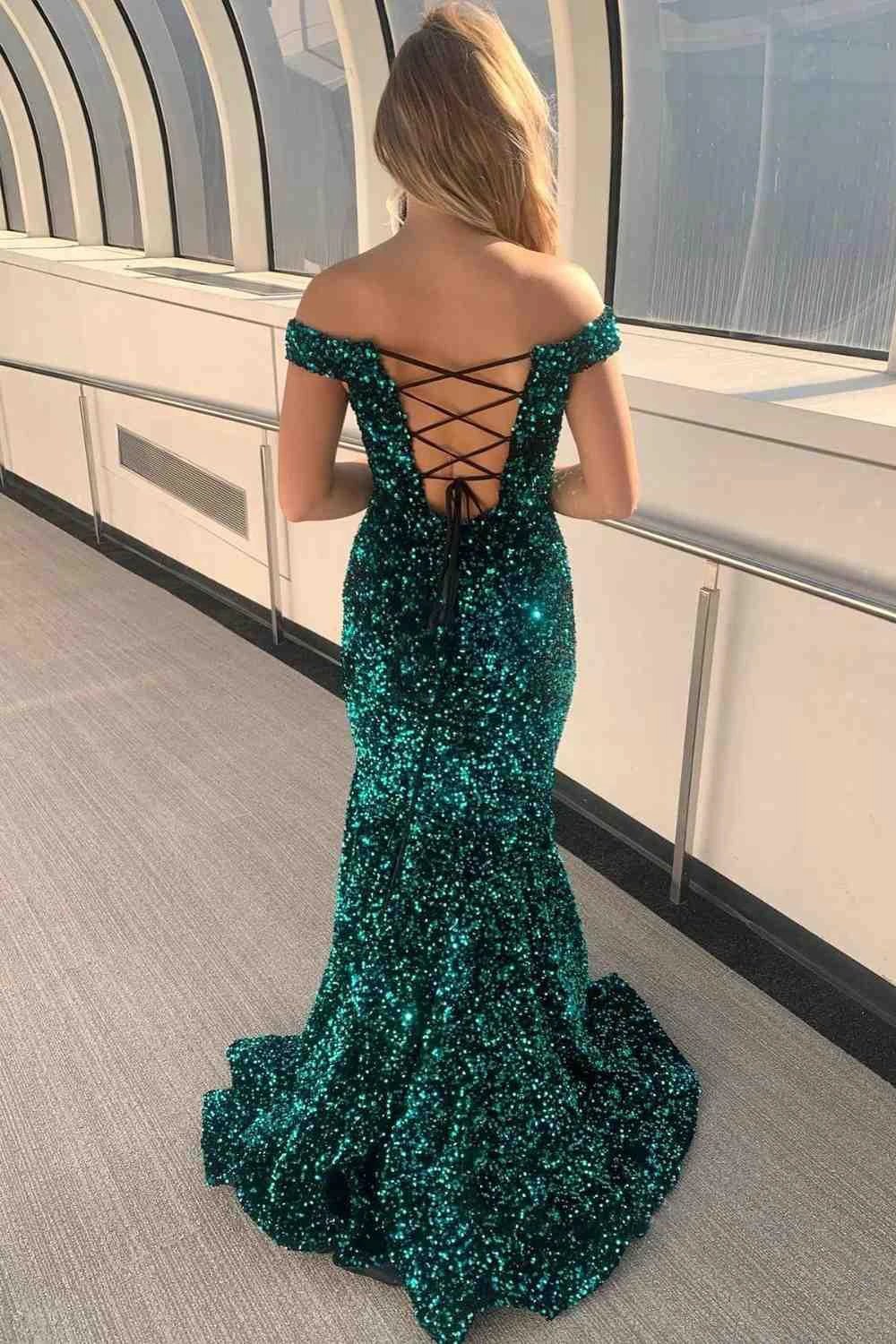 Sequin Maxi Dress Mermaid Prom Dresses SYP150 by vivymakudress