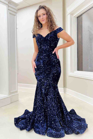 Pailletten-Maxikleid, Meerjungfrau-Ballkleid, SYP150