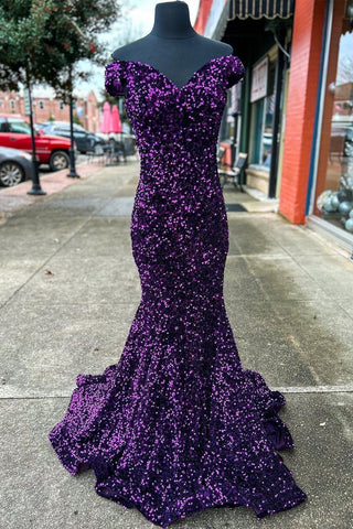Pailletten-Maxikleid, Meerjungfrau-Ballkleid, SYP150
