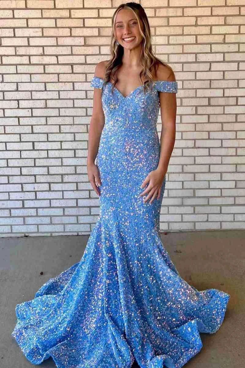 Sequin Maxi Dress Mermaid Prom Dresses SYP150 by vivymakudress