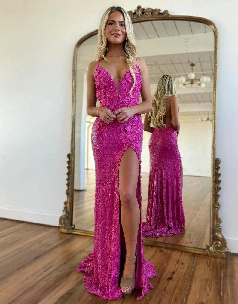 Miracle |Mermaid V Neck Sequins Prom Dress with Slit by KissProm