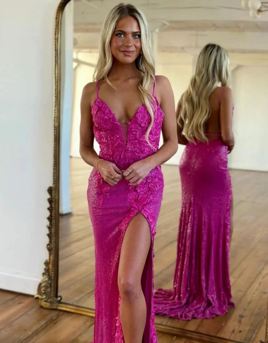 Miracle |Mermaid V Neck Sequins Prom Dress with Slit by KissProm