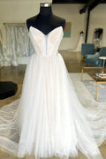 Minimalist Tulle Bridal Dresses Sweetheart Neck Wedding Dresses WD700 by pgmdress