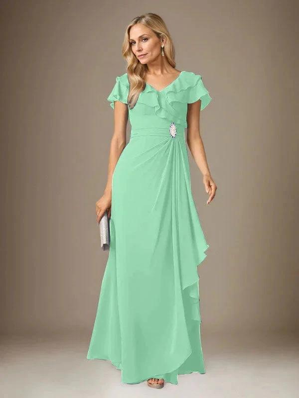 Stormy A-Line V-Neck Ruched Chiffon Dress by Dreamylily