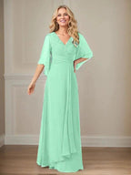 A-Line V-Neck Long Sequins Chiffon Mother Dress by Dreamylily