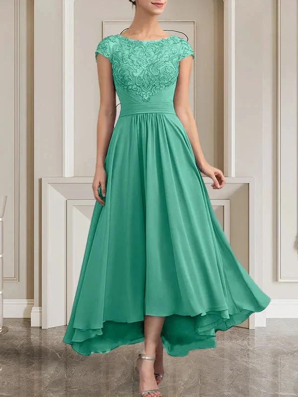 A-line Scoop Floor-Length Lace Chiffon Mother of the Bride Dress With Sequins by Dreamylily