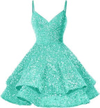Sequin Homecoming Dresses for Teens Sparkly Short Prom Dresses SYH87 by vivymakudress