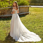 Modern Spaghetti Straps Wedding Dress A-Line New 2023 Civil Bride Bride A-Line Tulle Sweep Train Vestidos De Novia by payinti